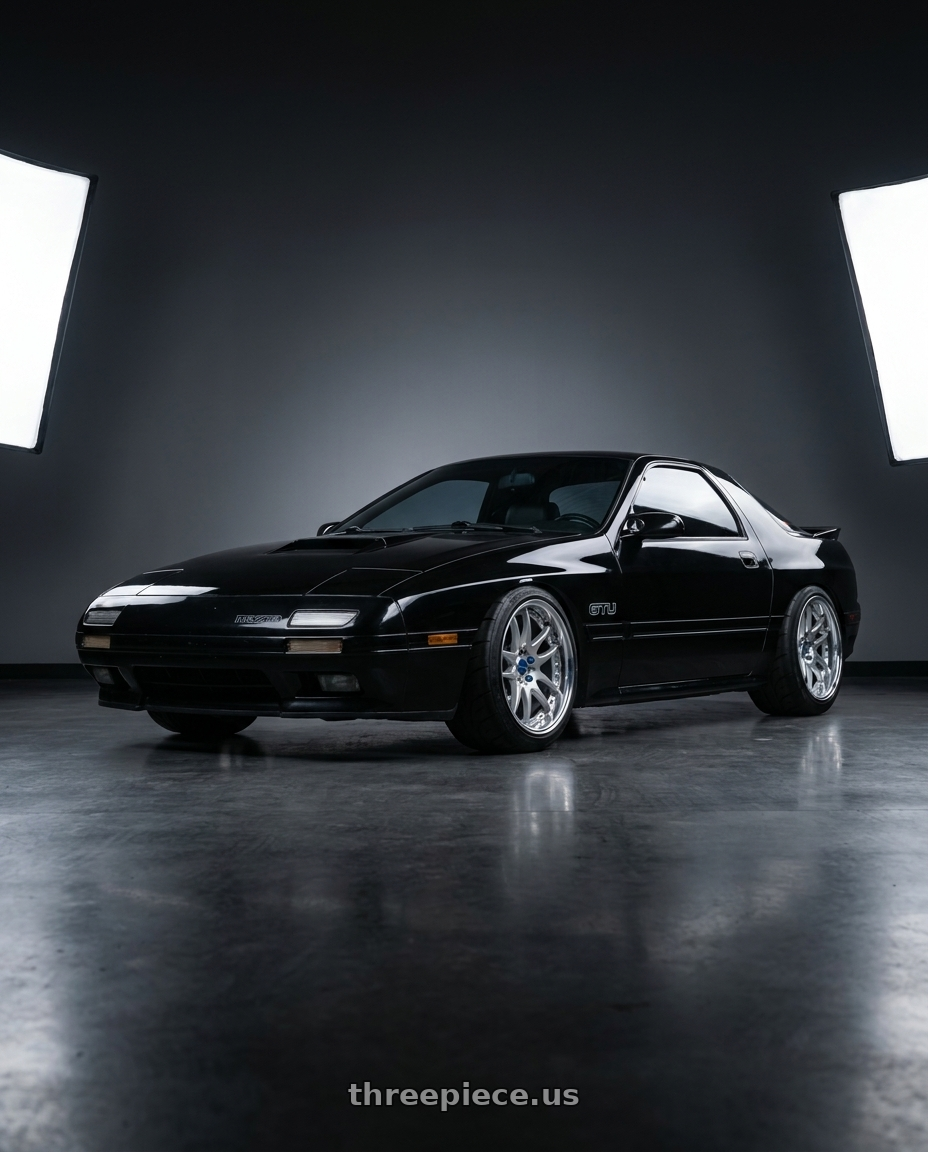 1990 Mazda RX7 GTU black with Work Emotion CR 3P wheels