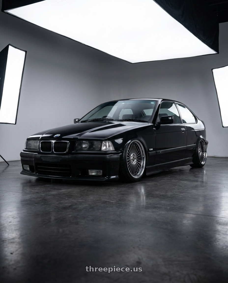 1998 bmw 318ti base black with Work Emitz Black Polish 5x120 19x8.0 +38 wheels