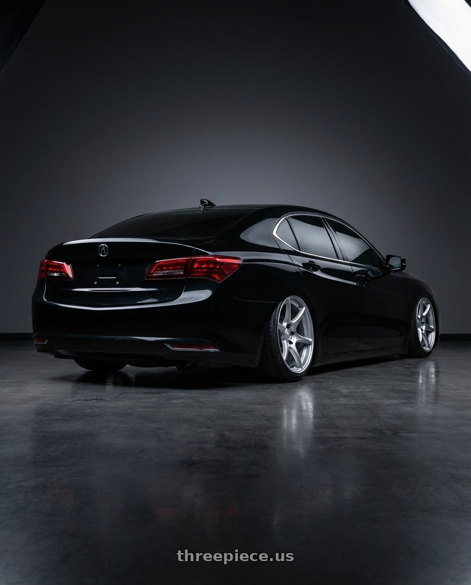 2019 acura tlx base with Kansei K11S Tandem 5X120 19x10.5 22 Hyper Silver wheels rear three quarter view slight stretch tires