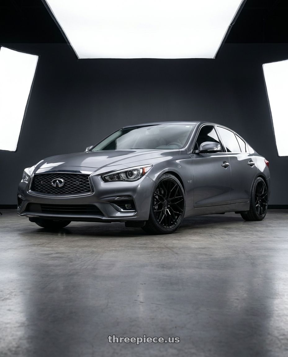 2021 Infiniti Q50 Red Sport with Avant Garde Wheels M520R 5X114.3 20x9 +32 Gloss Black wheels