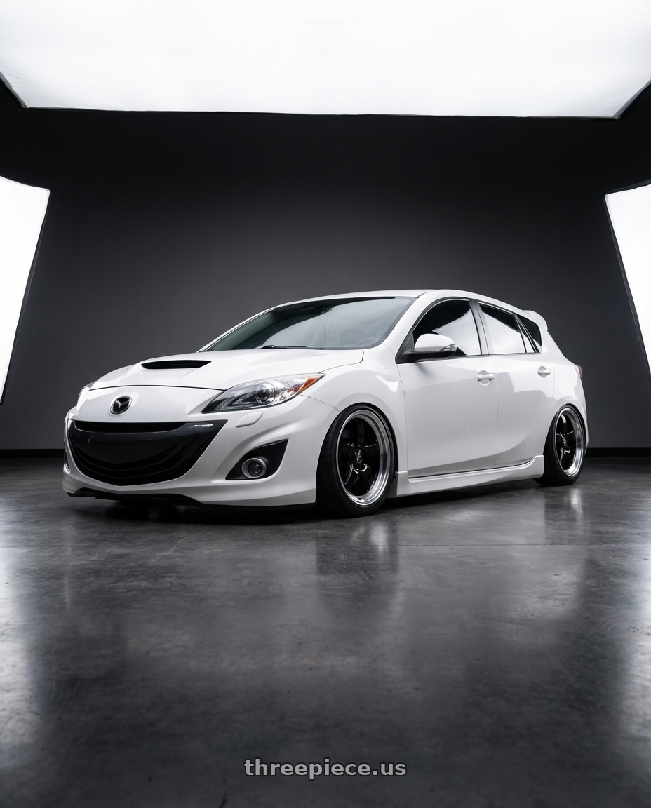 2012 Mazda Mazdaspeed3 with Forgestar D5 Drag 5x114.3 18x10 +22 Gloss Black Machined wheels