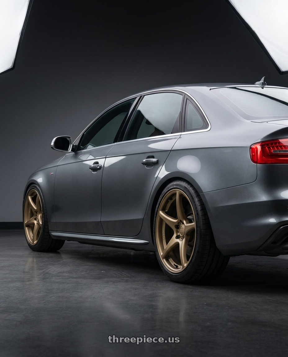 2015 Audi S4 B8.5 with Kansei K11B Tandem 5X112 19x9.5 22 Bronze wheels rear three quarter view square tires