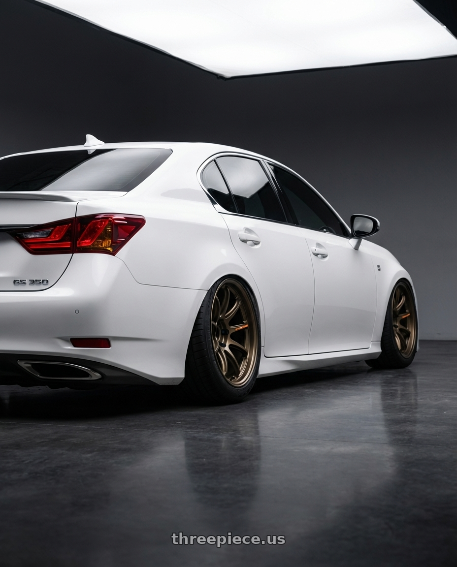 2015 Lexus GS 350 F Sport with Work Emotion Zr10 4x100 15x5 +48 Titanium Diamond Lip Cut wheels rear three quarter view meaty tires