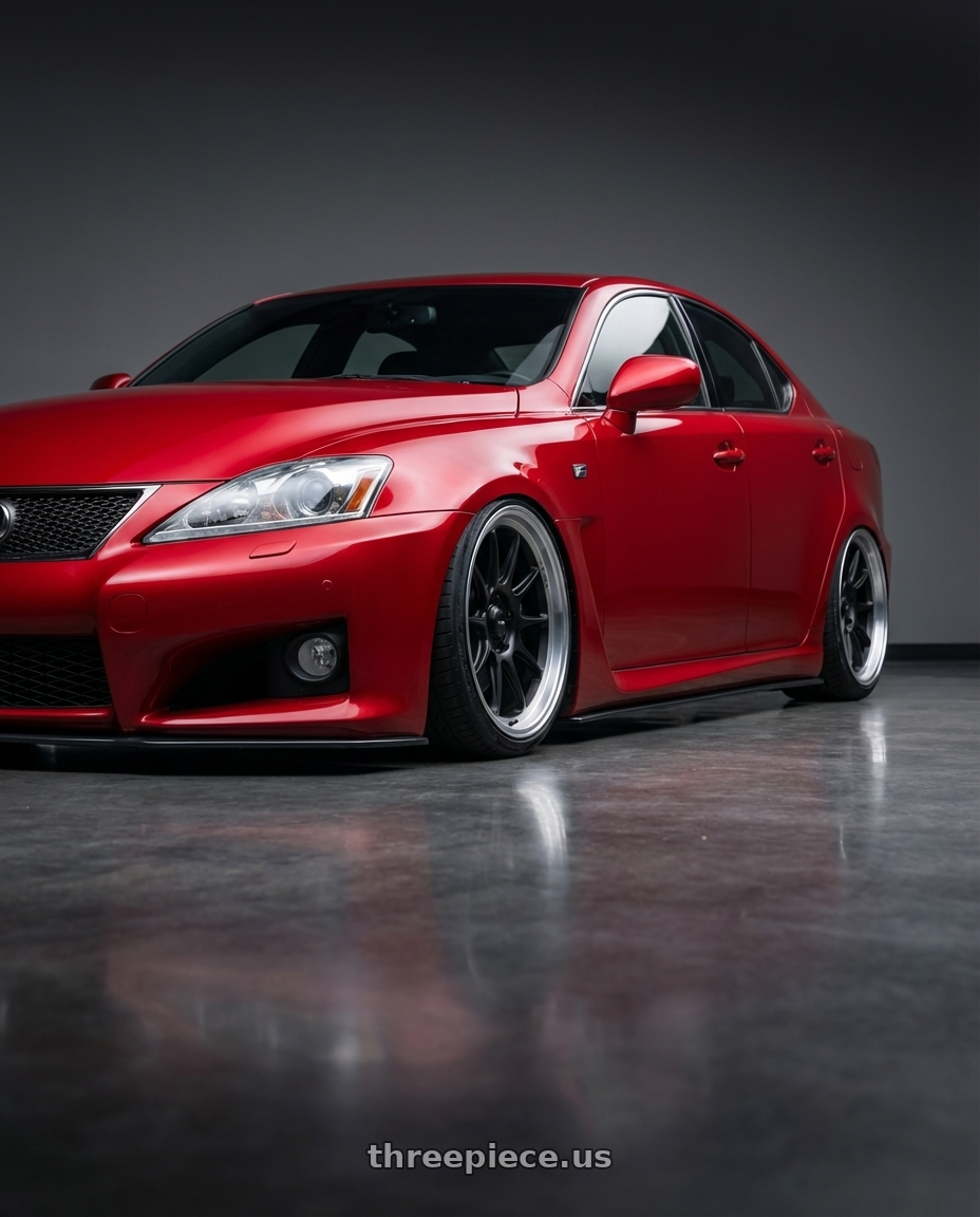 2012 Lexus IS-F with Konig Countergram 5x114.3 19x11+18 Matte Black / Matte Machined Lip wheels