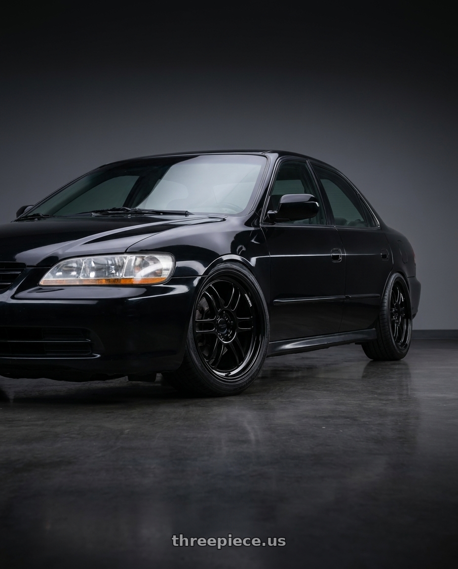 2001 Honda accord lx 4rd with KATANA RACING KR02 4x100/4x114.3 17x7.5 +40 Glossy Black wheels