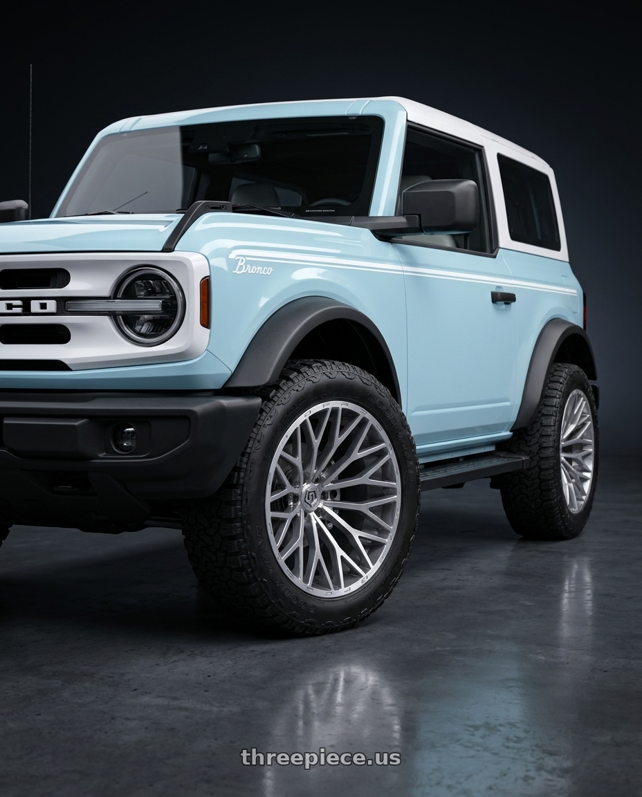 2025 Ford bronco with TIS 566BSM 6x139.7 17x9 +18 Brushed Silver & Milled wheels