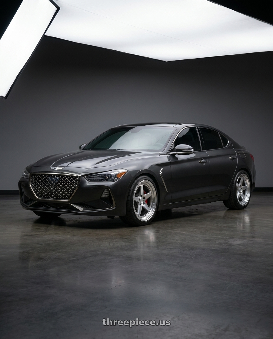 2019 Genesis G70 with Aodhan DS05 5x100 18x9.5+35 Silver w/Machined Face wheels