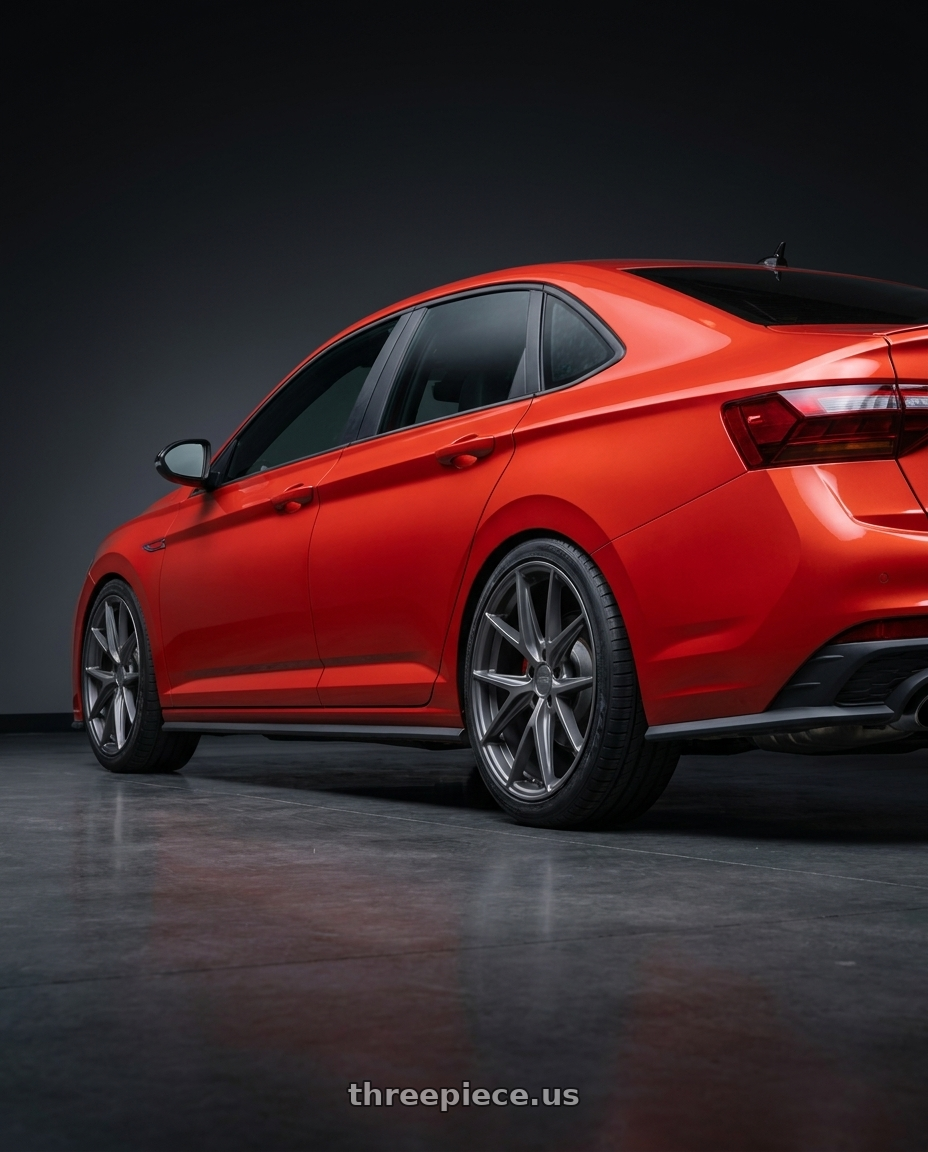 2023 Volkswagen Jetta GLI MK7 with Niche 1PC M116 MISANO 5X112 18X8 +42 MATTE GUN METAL wheels rear three quarter view square tires