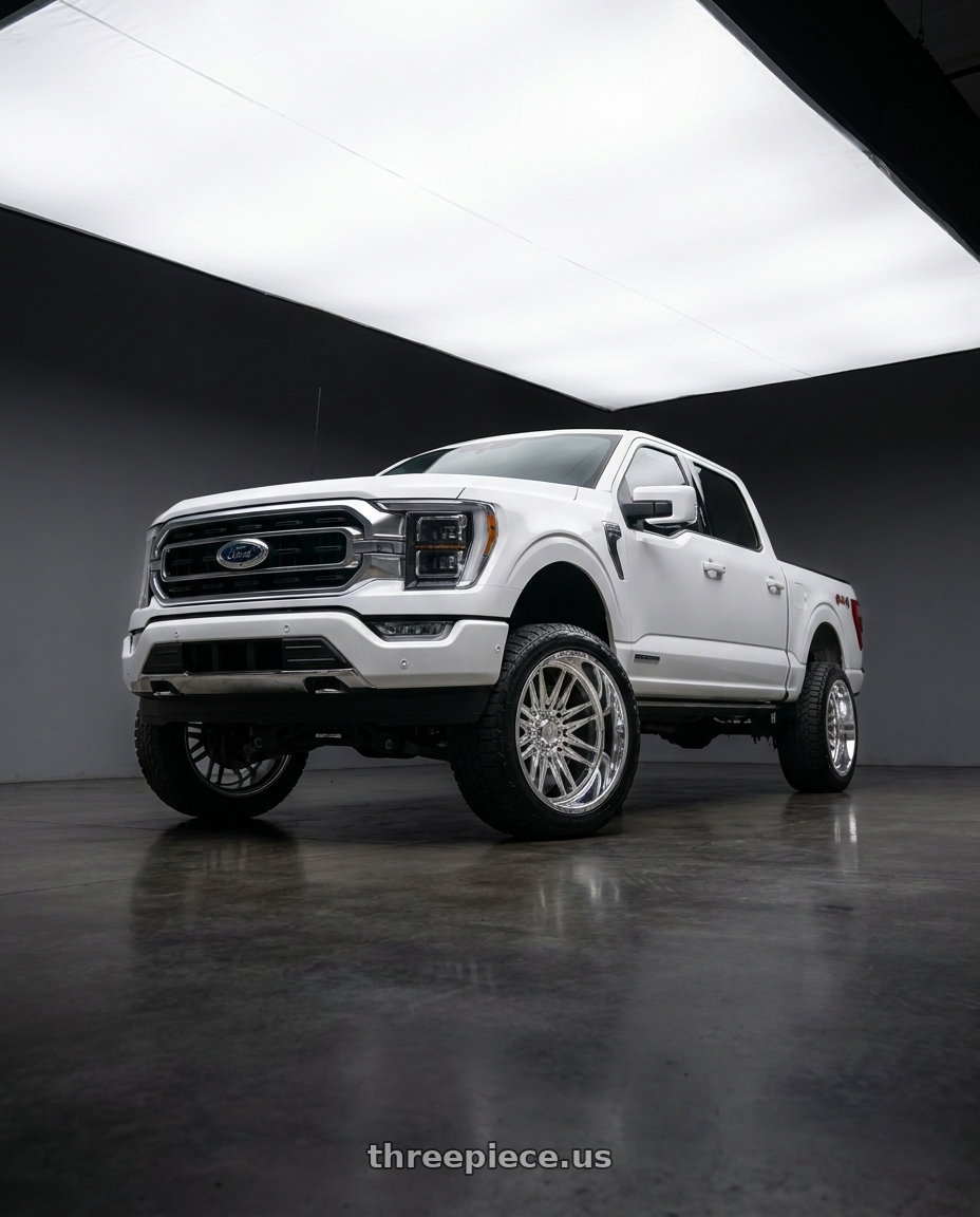 2022 ford f150 lariat white with AXE WHEELS AF12 Forged 6x135 26x14 -76 Fully Polished wheels