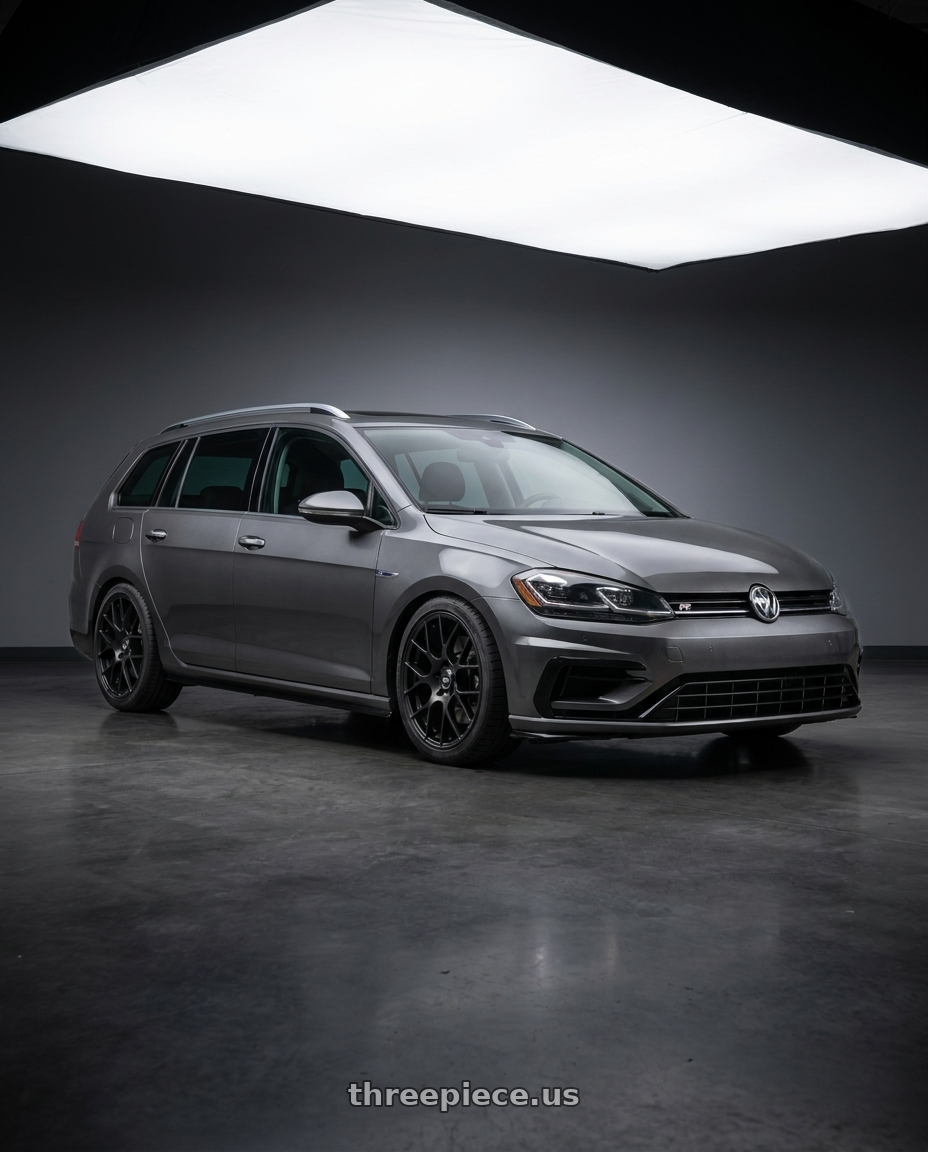 Grey 2017 vw golf sportwagon r line with Enkei Raijin 5x112 18x8.5+42 Matte Black wheels