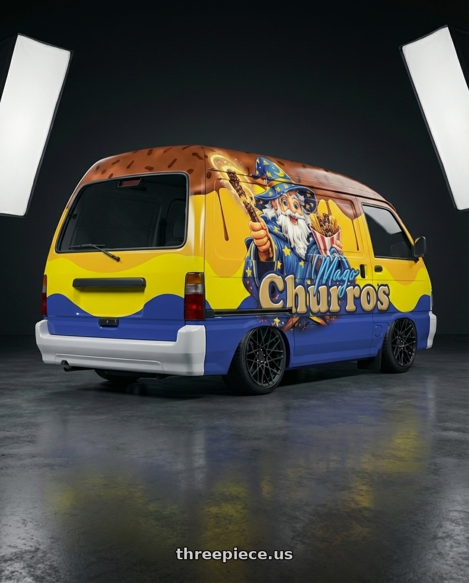 asia towner cargo 1997  with TSW NURBURGRING 5X114.3 17X7.5 +45 MATTE GUNMETAL wheels rear three quarter view square tires