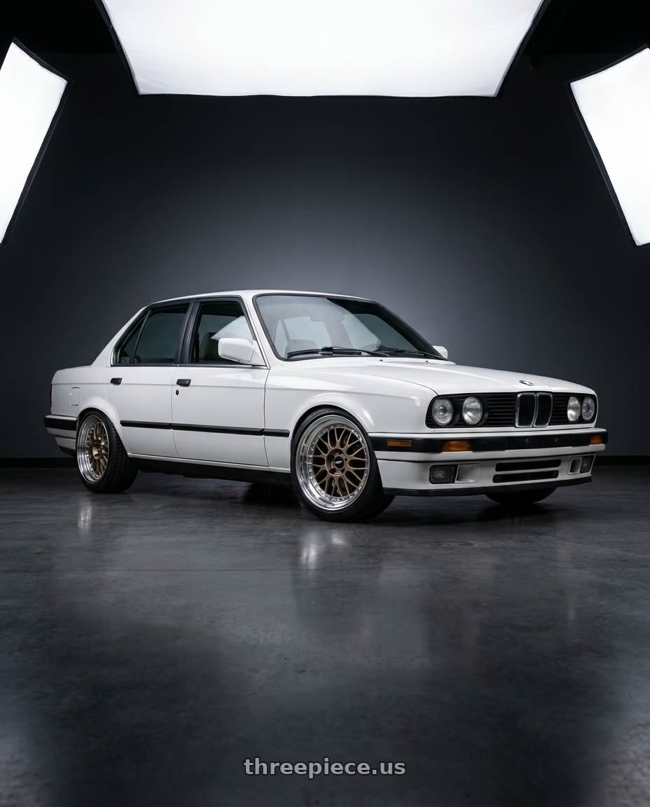 1990 BMW 325I with Work Meister M1 3p 4x100 16x7+26 W Disk Titanium Gold wheels