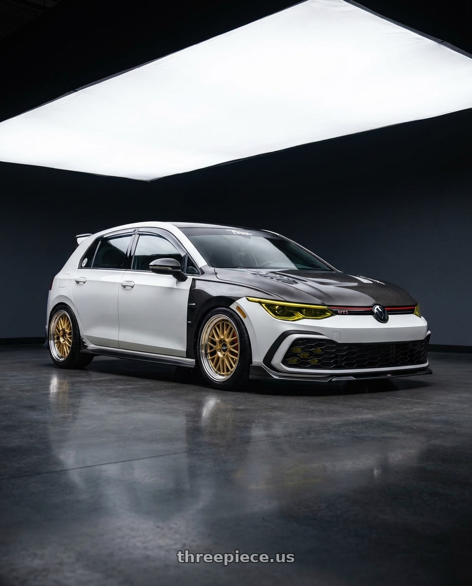 2022 VW GTI with BBS LM 5x114.3 18x9.0+42 Gold wheels
