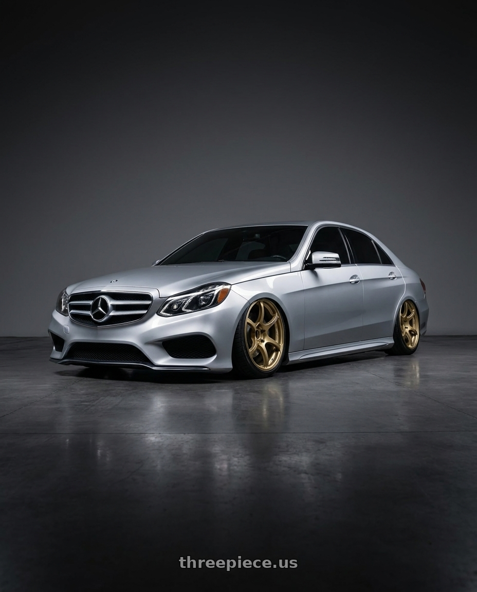 2014 Mercedes Benz E-350 with Advan RGIII 5x112 18x8+42 Gold wheels