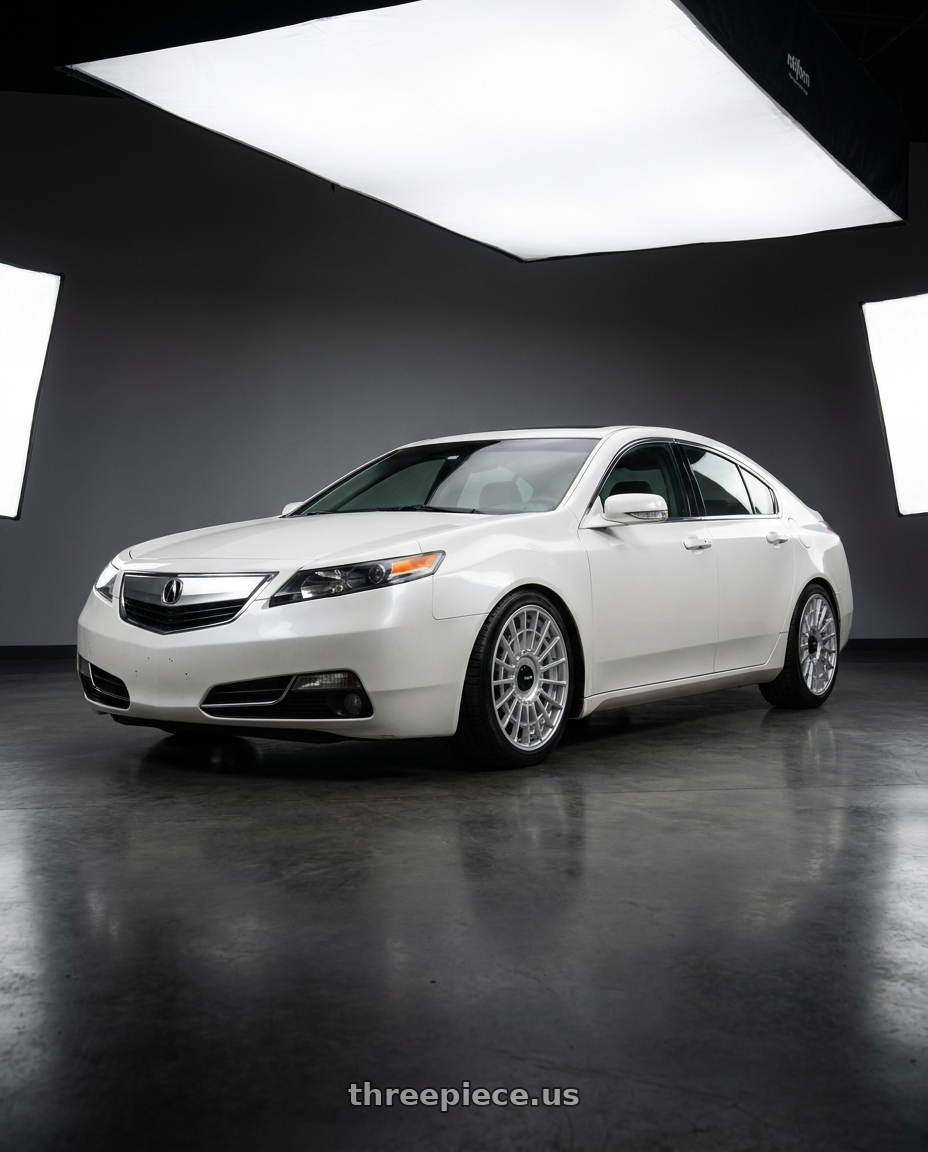 2013 Acura TL SH-AWD White with Rotiform 1PC R134 FLG 5X120 18X8.5 +35 GLOSS SILVER wheels