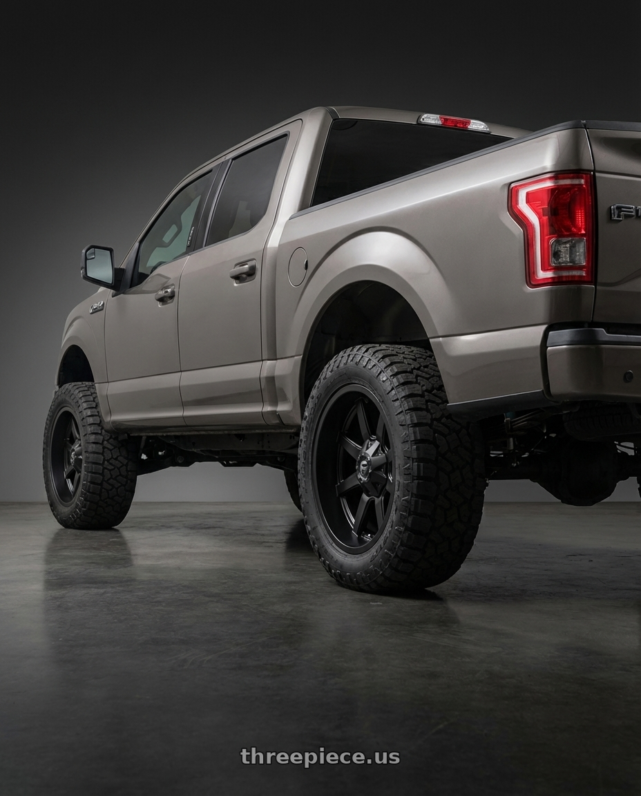 2019 Ford F-150 with Fuel 1PC D436 MAVERICK 6X135/6X139.7 22X9.5 +20 SATIN BLACK wheels rear three quarter view meaty tires