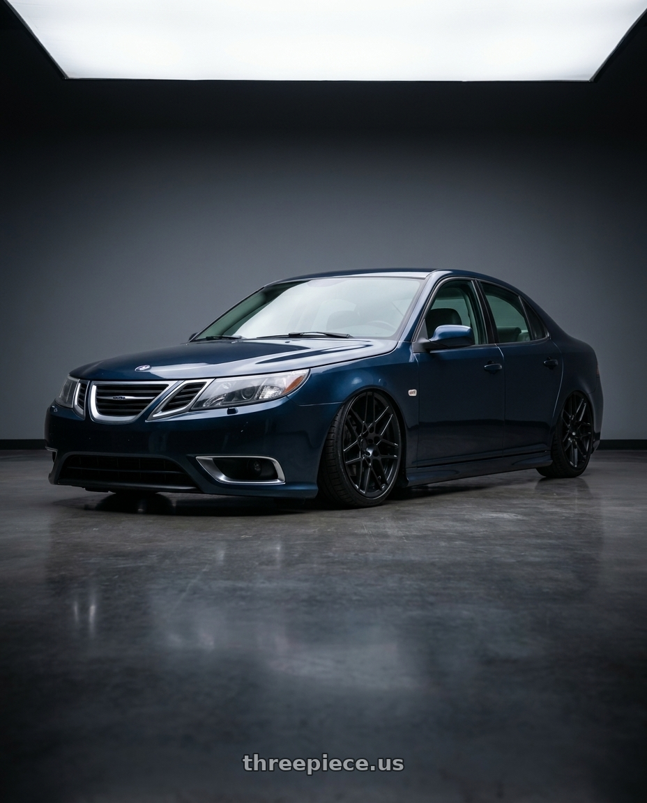 2010 Saab 9 3 with REPLICA WHEELS R238 5x114.3 20x8.5+35 BLACK - SATIN BLACK wheels