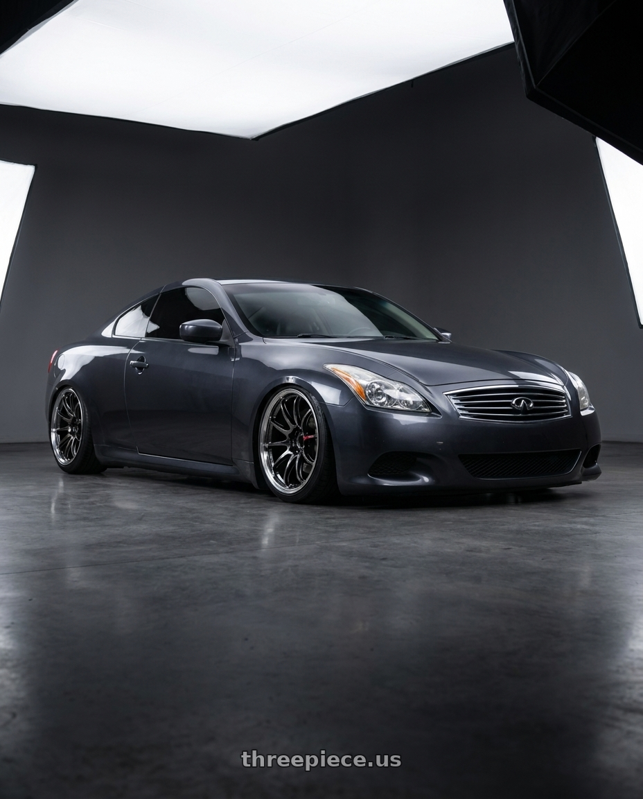 2008 infiniti g37s with Work Emotion Zr10 5x114.3 19x8.5 +38 Glim Black Diamond Rim cut wheels