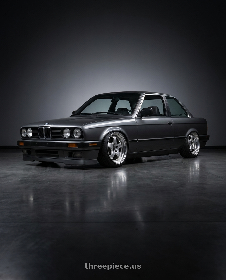 1986 BMW 325e with Work Meister S1 2P 4x100 15x6.5+22 O Disk Silver wheels