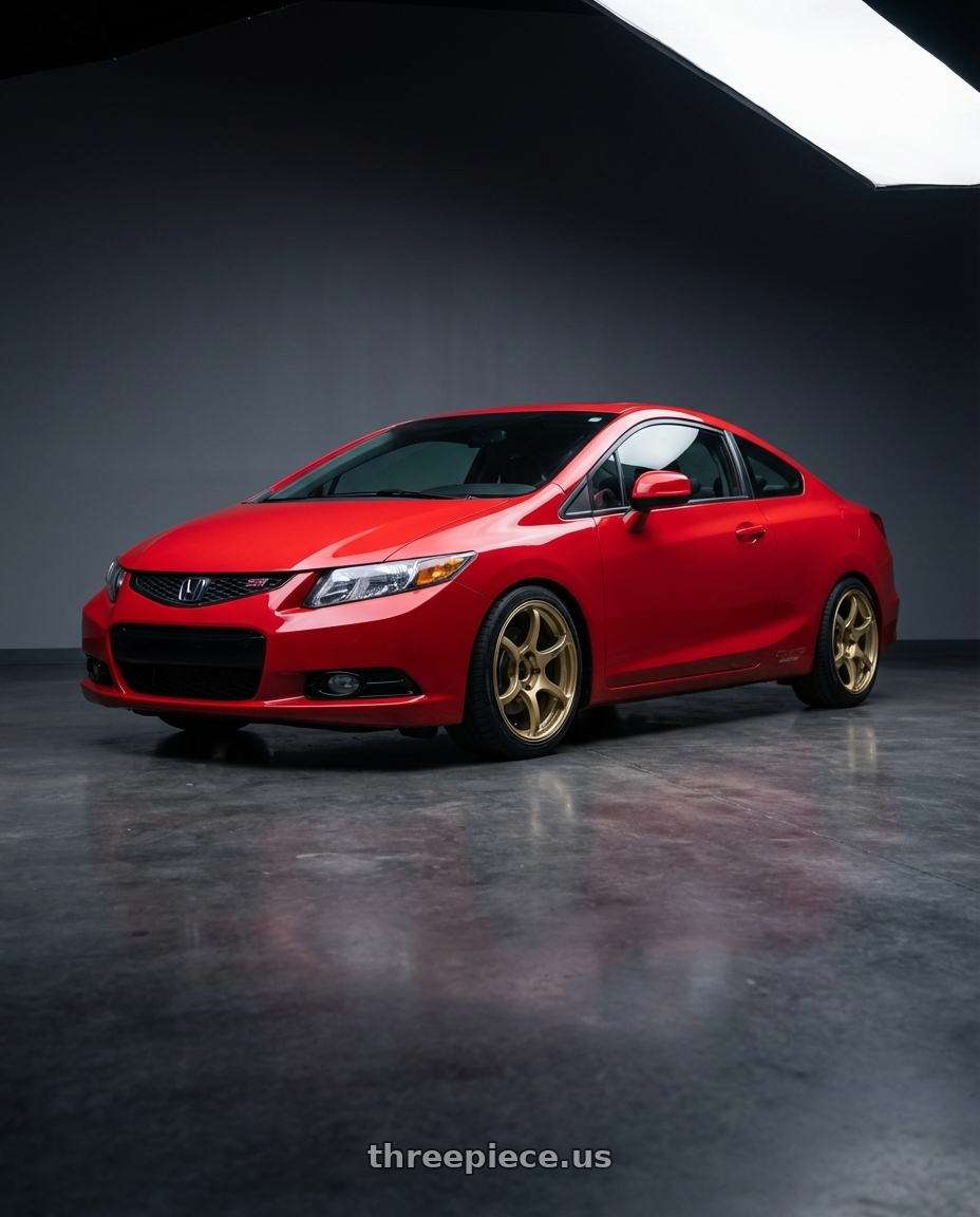 2011 Honda Civic Si with Advan RGIII 5x114.3 17x8.5+31 Gold wheels front three quarter view lowered stance