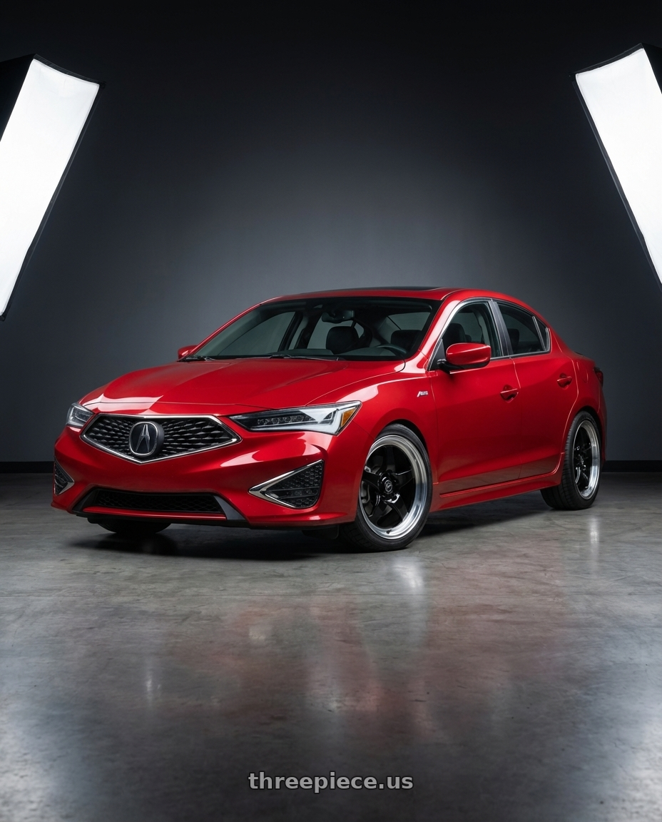 2012 Acura ILX with Forgestar D5 Drag 5x114.3 17x5 -21 Gloss Black Machined wheels