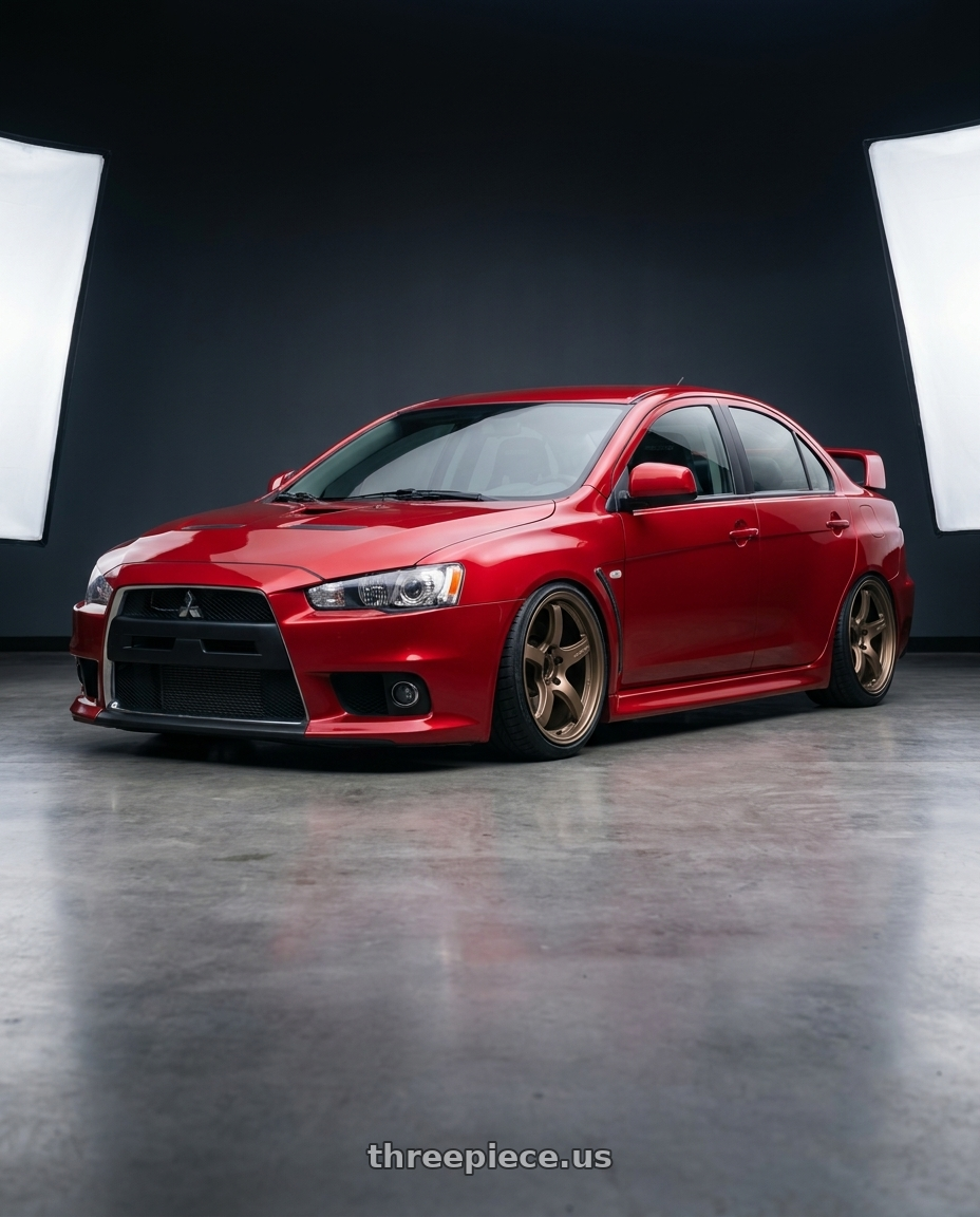 2012 Mitsubishi Lancer Evo X with Gram Lights 57CR 5x114.3 18x9.5+12 Bronze II wheels