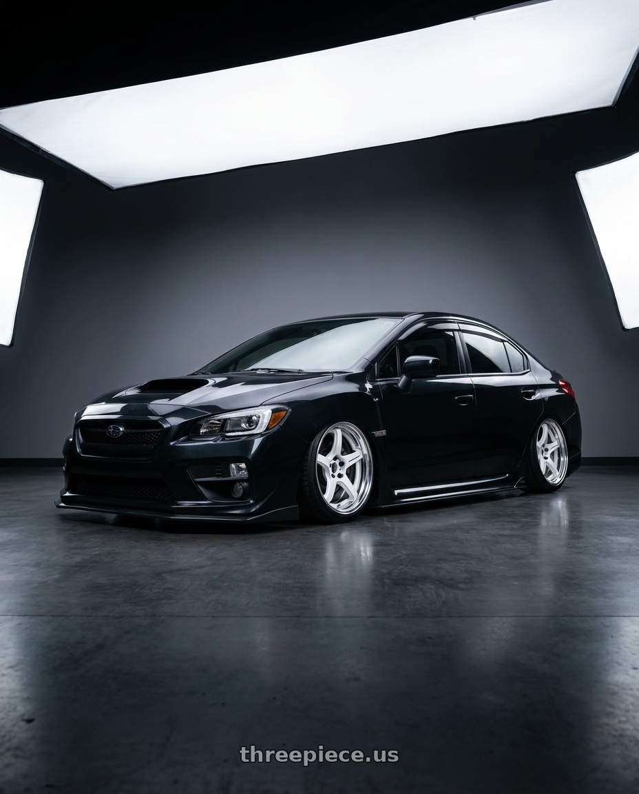 2015 Subaru wrx black with Work T5R 2P 5x114.3 18x10.0 +0 WHITE wheels
