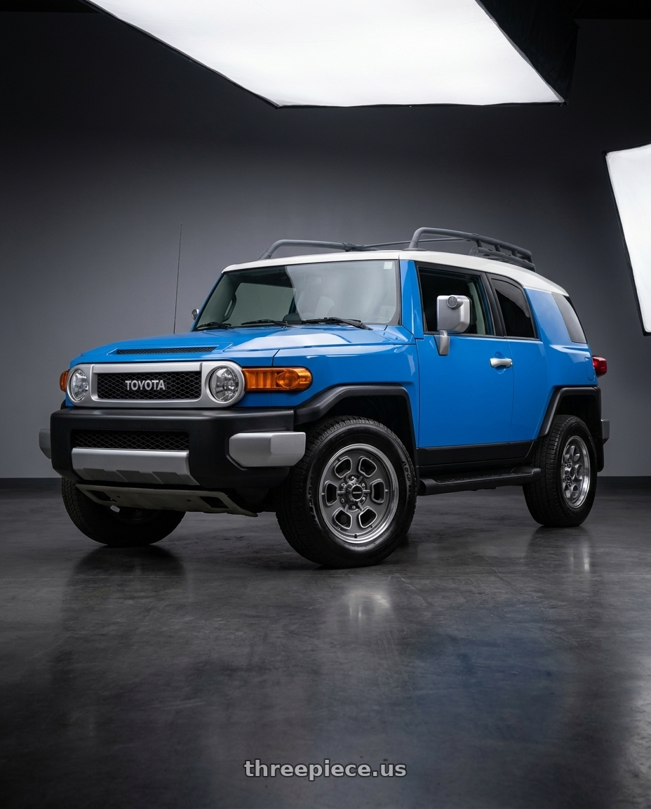 2007 Toyota FJ Cruiser with Vision American-Muscle 148 Shift 6x139.7 17x8+0 Satin Grey Machined Face/Lip wheels