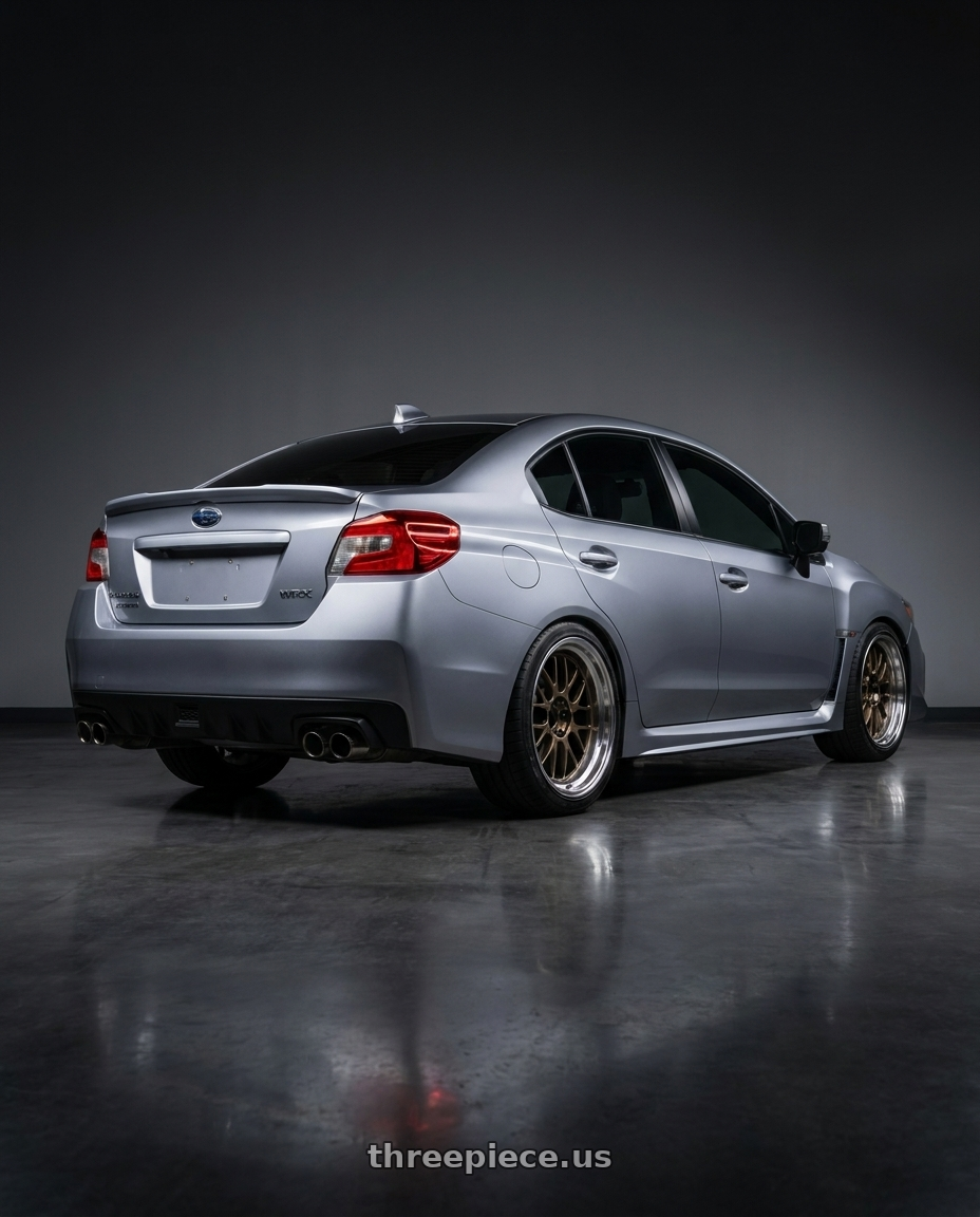 2018  SUBARU  WRX with Volk Racing 21A SPEC-SR 5x114.3 18x10.5 +15 SHINING BRONZE METAL / RIM DC wheels rear three quarter view square tires
