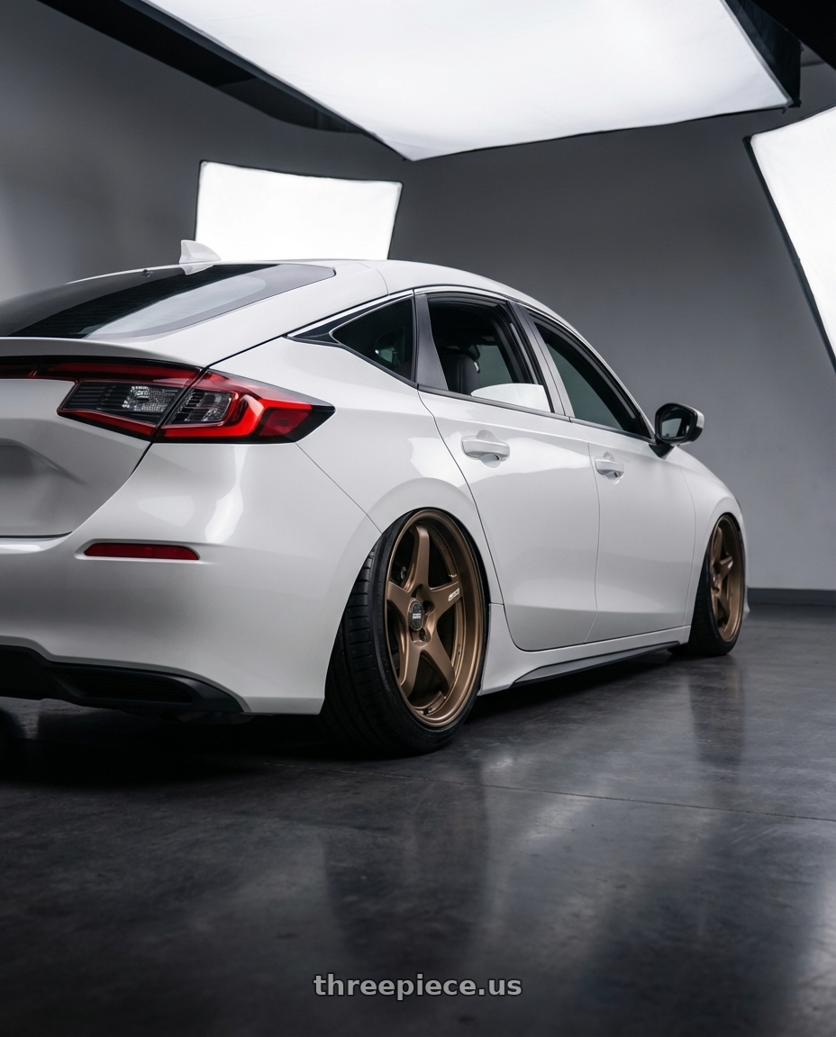 2024 Honda Civic with ESR Wheels APEX SERIES AP5 5x114.3 19x9.5 +22 Matte Bronze wheels rear three quarter view slight stretch tires