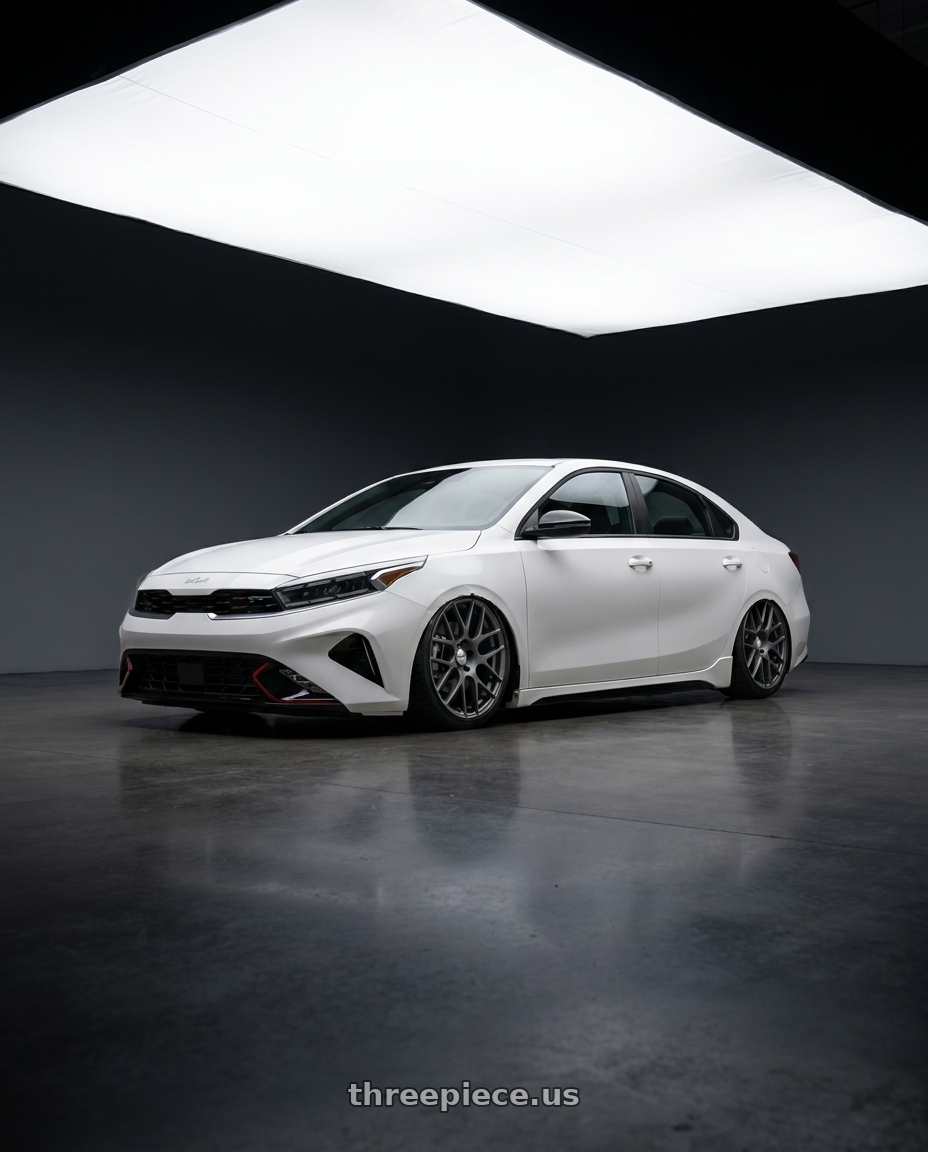 2023 Kia forte gt limited snow white pearl with TSW NURBURGRING 5X114.3 17X7.5 +45 MATTE GUNMETAL wheels
