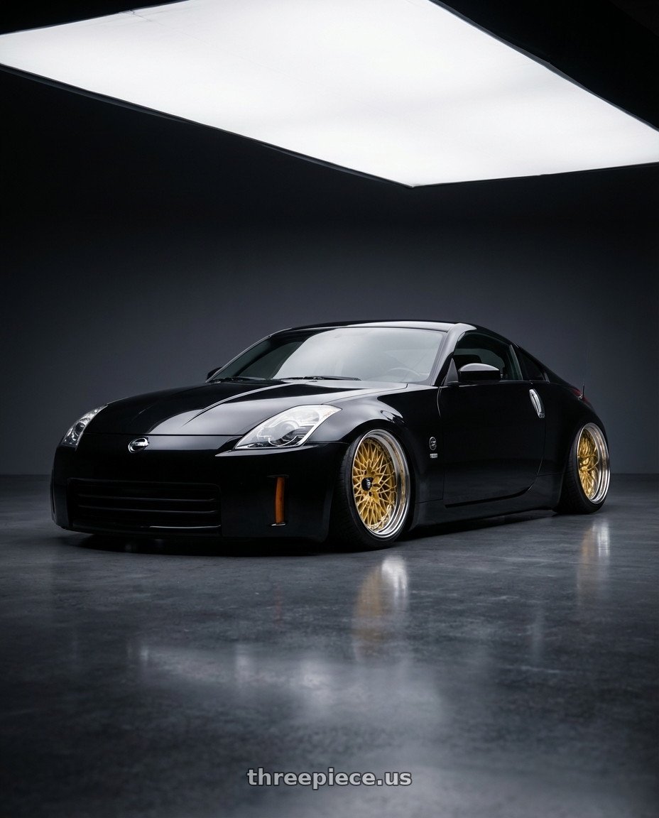 2009 nissan 350z with SSR Formula MESH 5X100 18X8.5+0 HP Disk Fm Gold wheels