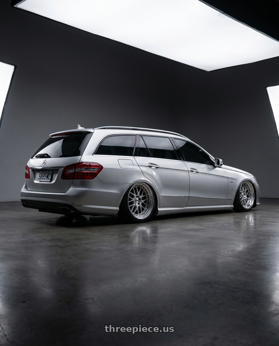 2010 Benz s212 with Work Meister M1 3p 4x100 16x10.5+13 W Disk Silver wheels rear three quarter view slight stretch tires