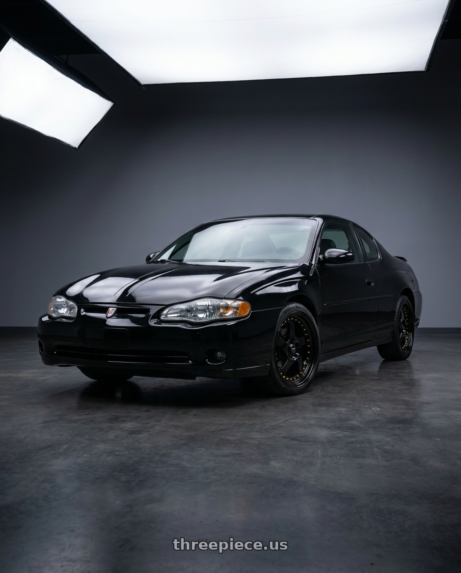 2005 Chevy Monte Carlo with Vors VR2 5x115 18x9  +35 All Black Gold Rivet wheels