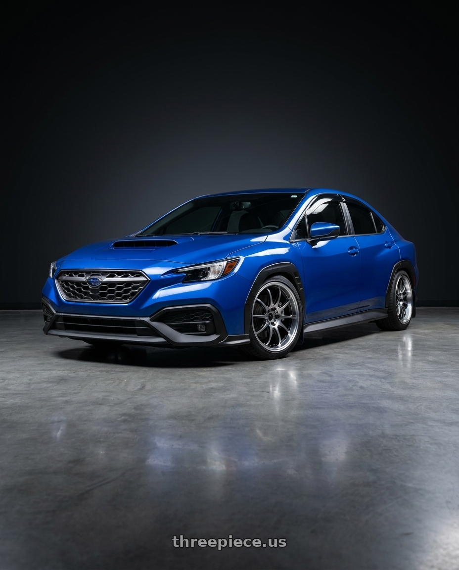 2022 subaru wrx with Work Emotion D9r 5x100 18x9.5 +38 Gt Silver Rim Cut wheels