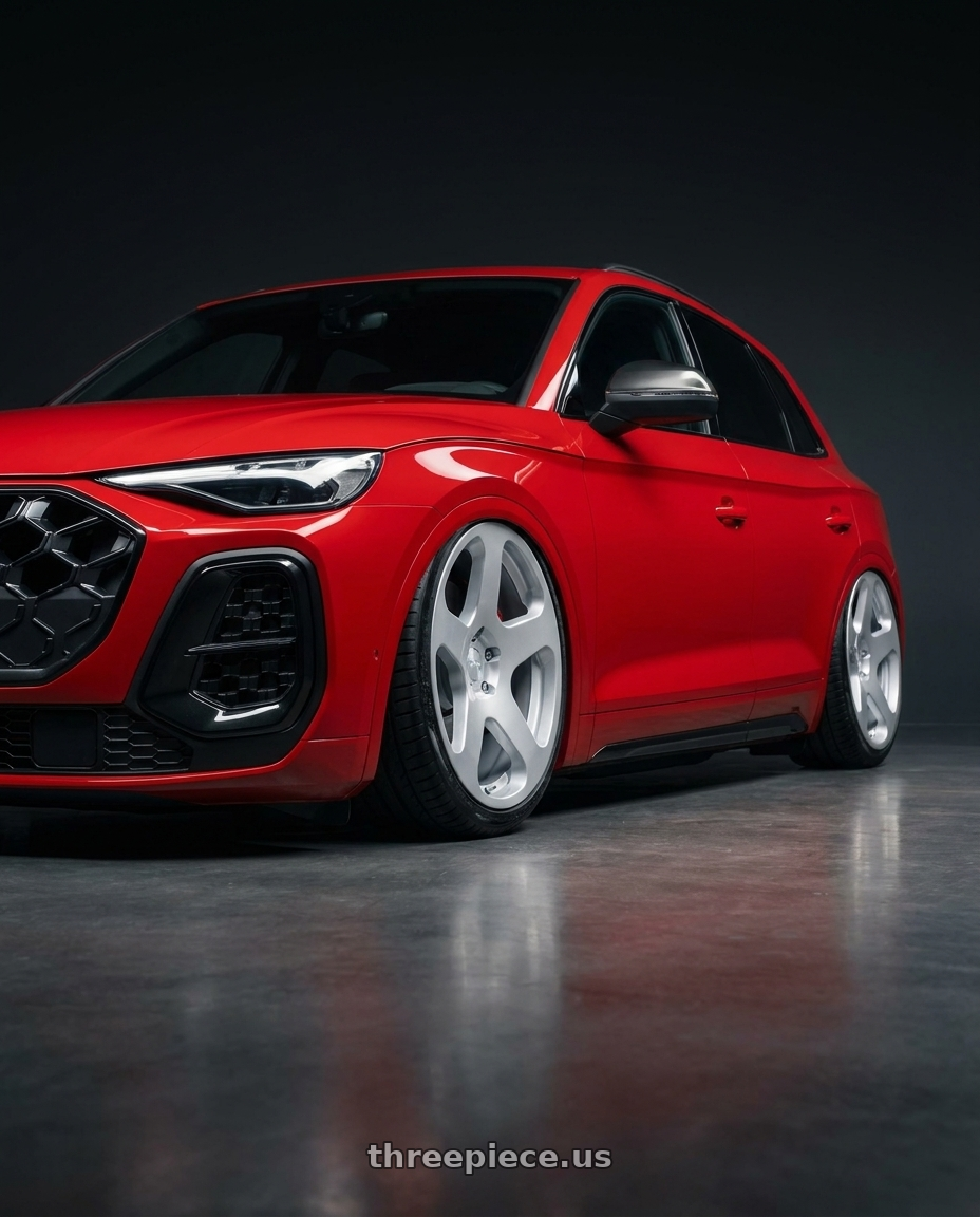 2026 Audi SQ5,Red with Rotiform RC200 NUE 5X120 20x8.5 +35 GLOSS SILVER wheels