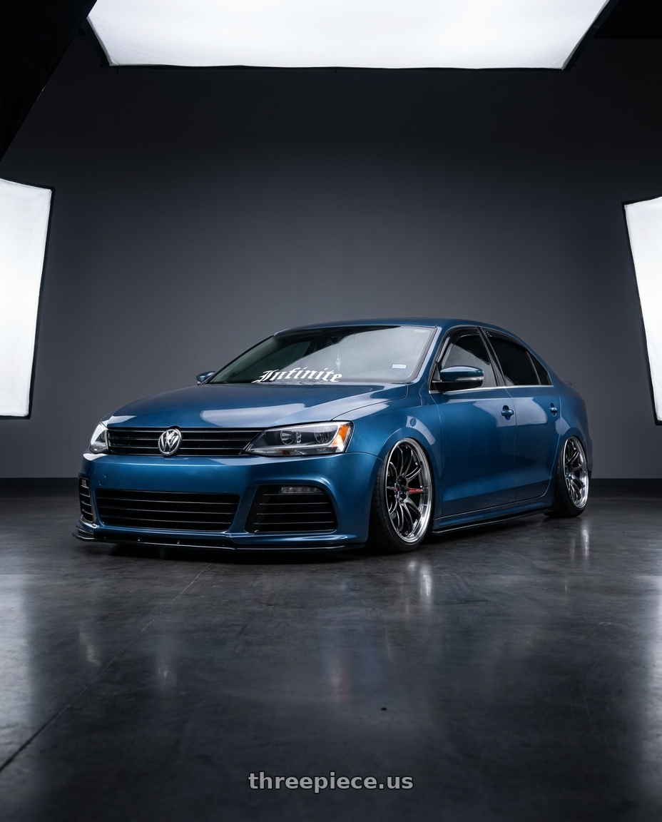2017 Volkswagen Jetta with Work Emotion Zr10 5x112 19x9.5 +38 Glim Black Diamond Rim cut wheels