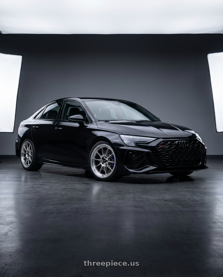 2022 Audi RS3 8Y with Konig Countergram 5x112 19x11+40 Hyper Chrome / Machined Lip wheels