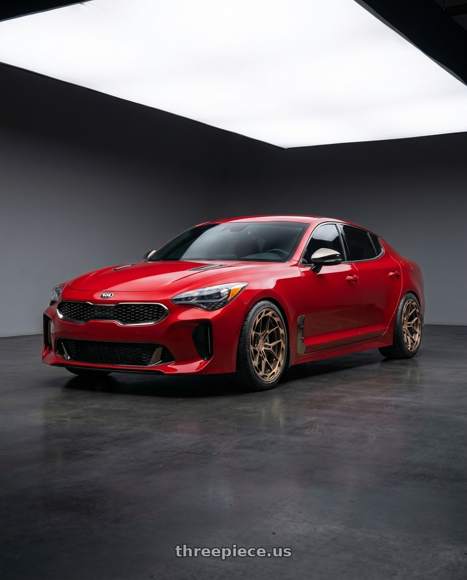 2019 Kia Stinger GT-2 Highchromicha with Rohana RFX19 5x114.3 20x10 +40 Machine Bronze wheels