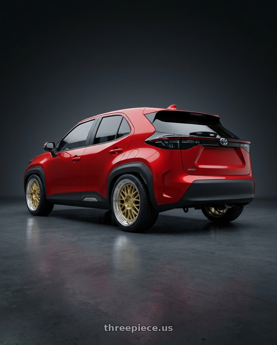 2022 Toyota Yaris Cross with Work Brombacher Mesh wheels rear three quarter view square tires