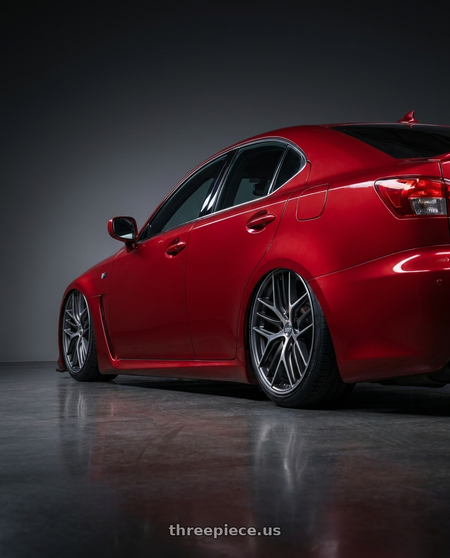 2012 Lexus IS-F with BBS CC-R 5x114.3 19x8.5+30 Graphite w/ Diamond Cut Face wheels rear three quarter view slight stretch tires