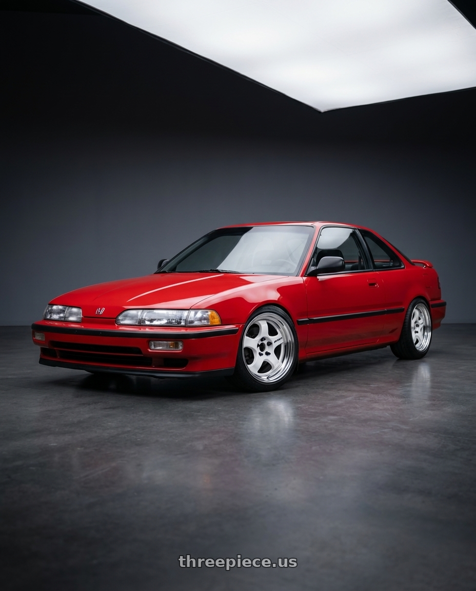 1990 Acura Integra with Work Meister S1 2P 4x100 15x6.5+45 R Disk Black wheels