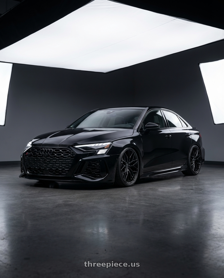 2022 Audi RS3 8Y with Avant Garde Wheels M520R 5X112 19x8.5 +35 Gloss Black wheels