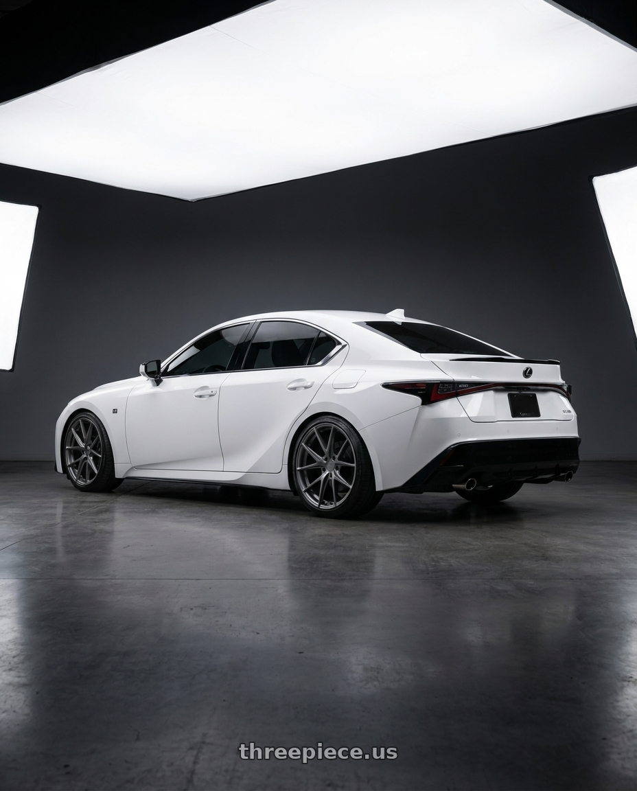 2024 Lexus IS 350 with Niche 1PC M116 MISANO 5X114.3 19X9.5 +35 MATTE GUN METAL wheels rear three quarter view square tires
