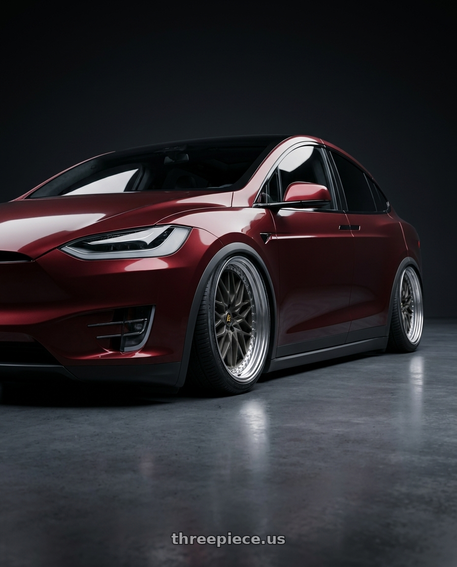 2022 Tesla Model X with Work Vs-Xv 5x120 21x9.5+40 O Disk Matte Dark Gunmetal wheels
