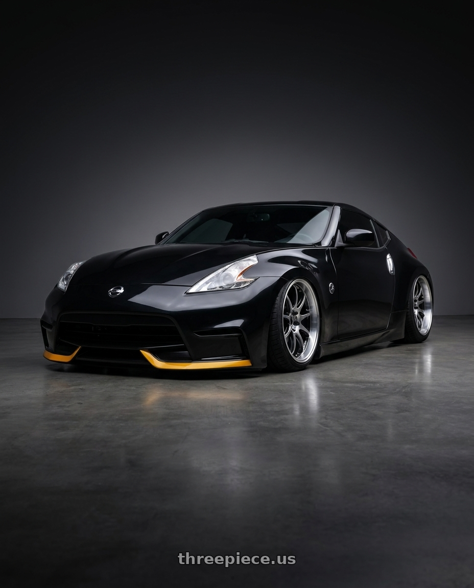 2009 nissan 370z with Work Emotion D9r 5x100 19x10.5 +15 Gt Silver Rim Cut wheels