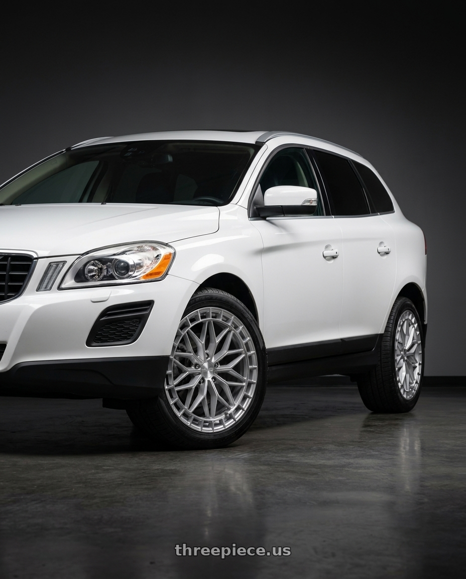 2013 Volvo XC60 T6 with KATANA RACING KR12 5x108 18x8 +40 Glossy Silver Machine Face wheels