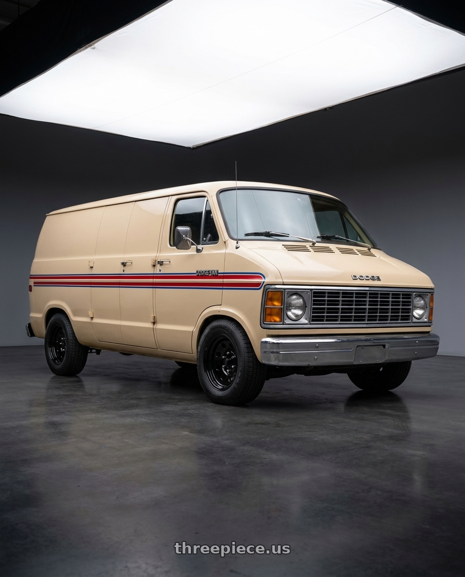 1979 Dodge B200 with Vision HD 85H 5x139.7 15x8-19 Gloss Black wheels