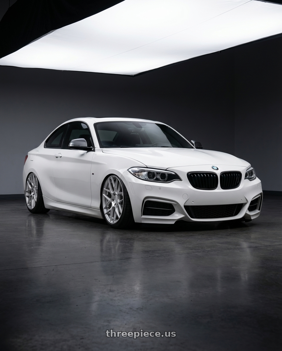 2018 BMW 2 Series F22 with Aodhan AFF2 5x120 19x8.5+35 Gloss Silver Machined Face wheels