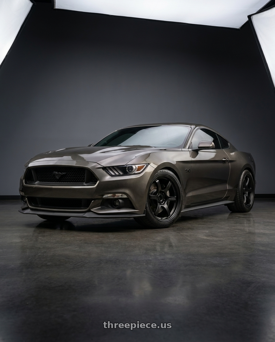 2017 Ford mustang with Gram Lights 57DR 5x114.3 19x10.5+35 Semi Gloss Black wheels